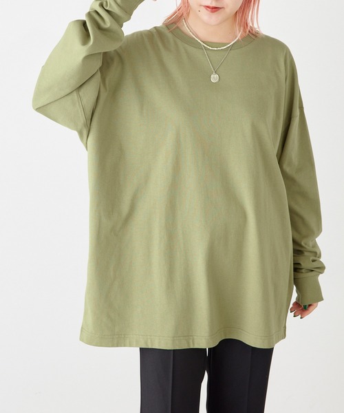 Anchor Smith（アンカー スミス）の「オーバーサイズ コットン天竺 カラー 長袖ベーシックTシャツ（Tシャツ/カットソー・メンズ・ホワイト/ブラック/ブラウン/オレンジ/ダークグレー/グリーン系その他/グレイッシュベージュ/ライトグレー/ネイビー/カーキ/グリーン/ヘザーグレー/ピンク系その他/グレイッシュブルー・S/M/XL/L）」の15枚目の写真