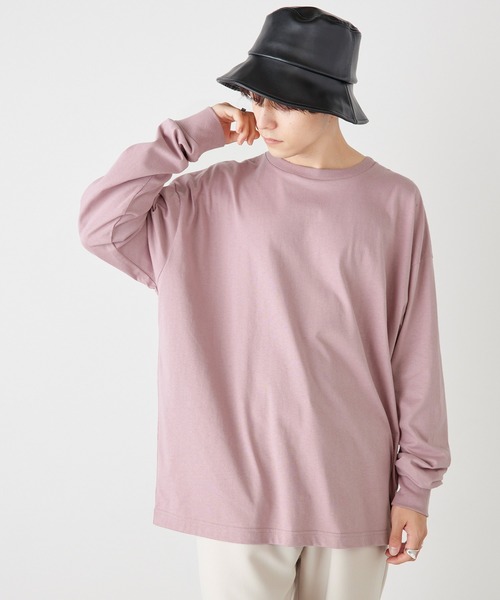 Anchor Smith（アンカー スミス）の「オーバーサイズ コットン天竺 カラー 長袖ベーシックTシャツ（Tシャツ/カットソー・メンズ・ホワイト/ブラック/ブラウン/オレンジ/ダークグレー/グリーン系その他/グレイッシュベージュ/ライトグレー/ネイビー/カーキ/グリーン/ヘザーグレー/ピンク系その他/グレイッシュブルー・S/M/XL/L）」の19枚目の写真