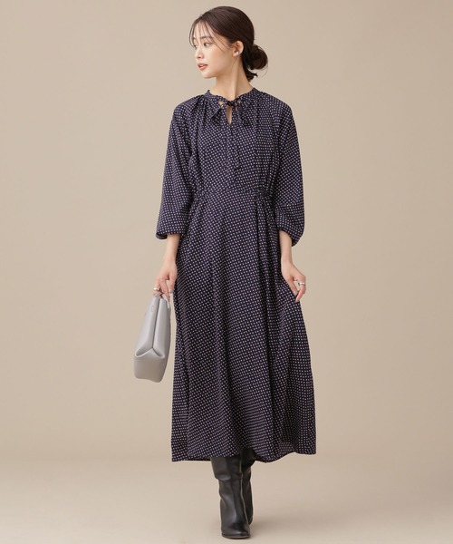 セール 幾何学ドット柄リボンタイワンピース 長袖 ワンピース Nano Universe ナノユニバース のファッション通販 Zozotown