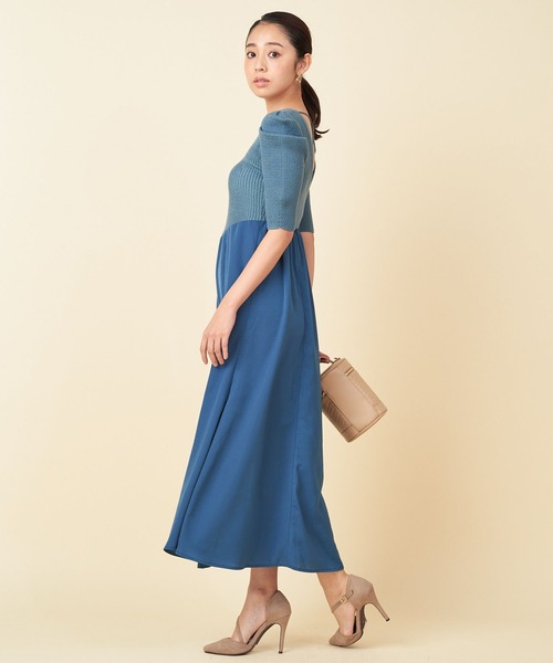 ROYAL PARTY(ロイヤルパーティー)の「異素材ドッキングパワショルワンピース(ワンピース・レディース・ブルー/ブラック/ベージュ・FREE)」の14枚目の写真