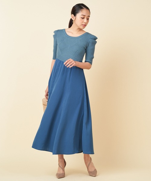 ROYAL PARTY(ロイヤルパーティー)の「異素材ドッキングパワショルワンピース(ワンピース・レディース・ブルー/ブラック/ベージュ・FREE)」の20枚目の写真