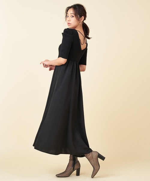 ROYAL PARTY(ロイヤルパーティー)の「異素材ドッキングパワショルワンピース(ワンピース・レディース・ブルー/ブラック/ベージュ・FREE)」の19枚目の写真