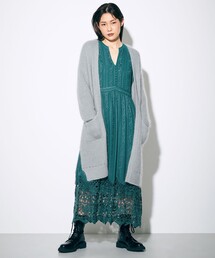 【LIFE STYLE WEAR】モヘヤ畦ニットカーディガン-D