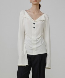UNSPOKEN | 【UNSPOKEN】Small lapel collar contrast button tops UQ21S036(シャツ/ブラウス)