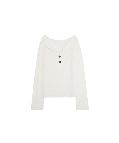 UNSPOKEN(アンスポクン)の「【UNSPOKEN】Small lapel collar contrast button tops UQ21S036(シャツ/ブラウス・レディース・ブラック/ホワイト・L/M/S)」の14枚目の写真