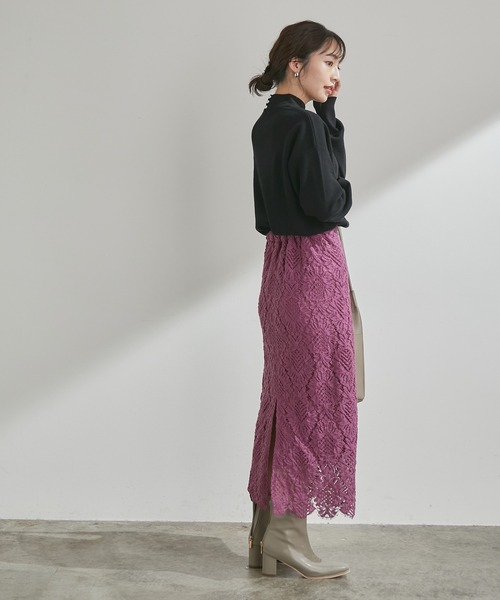 VIS（ビス）の「さり気なくキラっと。バックポイントパール釦ハイネックニットプルオーバー（ニット/セーター・レディース・ホワイト/ブラック/ライトグリーン/ピンク系その他・FREE）」の12枚目の写真