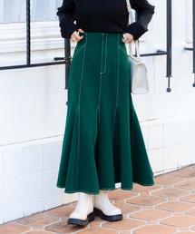 配色ステッチマーメイドスカート