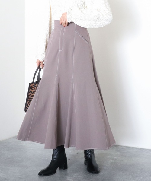 archives（アルシーヴ）の「配色ステッチマーメイドスカート（スカート・レディース・モカ/アイボリー/ブラック/グリーン・MEDIUM）」の4枚目の写真