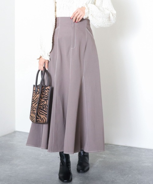 archives（アルシーヴ）の「配色ステッチマーメイドスカート（スカート・レディース・モカ/アイボリー/ブラック/グリーン・MEDIUM）」の9枚目の写真