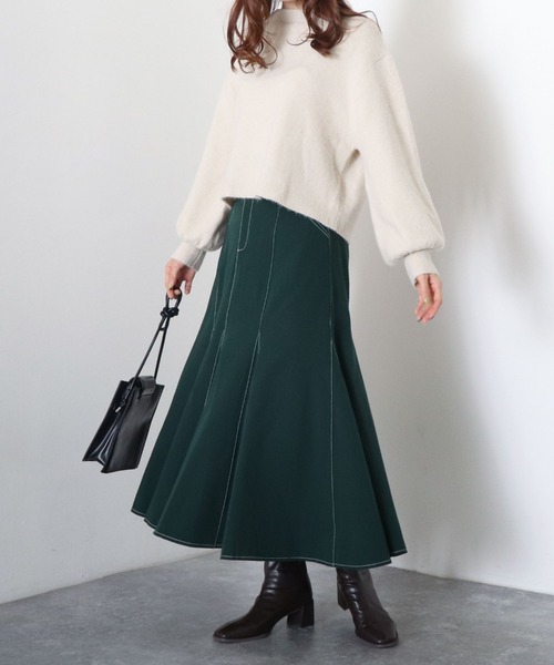 archives（アルシーヴ）の「配色ステッチマーメイドスカート（スカート・レディース・モカ/アイボリー/ブラック/グリーン・MEDIUM）」の15枚目の写真