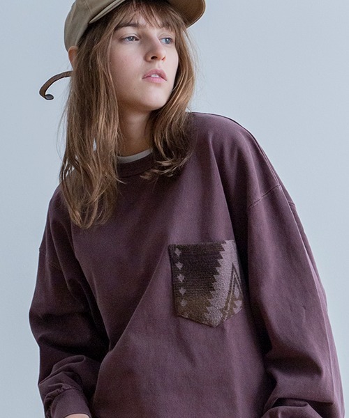 Universal Style Wear（ユニバーサルスタイルウェア）の「Universal Style Wear ポケット リメイク ロンT（Tシャツ/カットソー・メンズ・ネイビー/カーキ/スミクロ/ワイン・LARGE/X-LARGE/MEDIUM）」の4枚目の写真