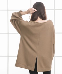 【やみつきとろみ素材】バックスリットボンディングチュニックトップス