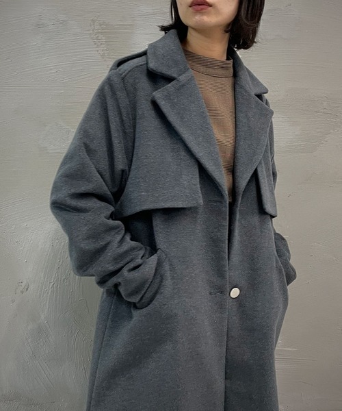 &g'aime(アンジェム)の「【&g'aime】ケープレイヤードウールコート(チェスターコート・レディース・チャコールグレー/ブラック/モカ・FREE)」の21枚目の写真