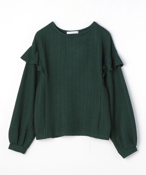 NICOLE white（ニコルホワイト）の「カットジャガード 袖フリルプルオーバー（Tシャツ/カットソー・レディース・グリーン/ブラウン/ブラック・FREE）」の7枚目の写真