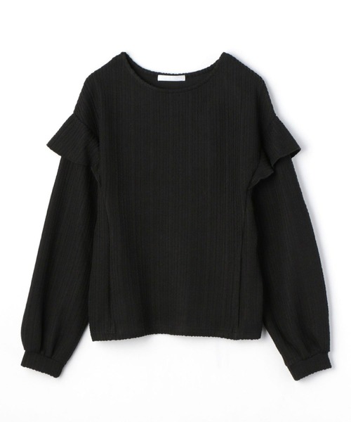 NICOLE white（ニコルホワイト）の「カットジャガード 袖フリルプルオーバー（Tシャツ/カットソー・レディース・グリーン/ブラウン/ブラック・FREE）」の8枚目の写真
