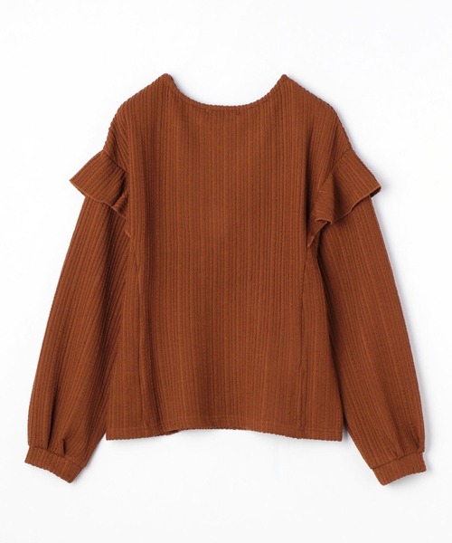 NICOLE white（ニコルホワイト）の「カットジャガード 袖フリルプルオーバー（Tシャツ/カットソー・レディース・グリーン/ブラウン/ブラック・FREE）」の9枚目の写真