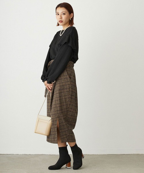 NICOLE white（ニコルホワイト）の「カットジャガード 袖フリルプルオーバー（Tシャツ/カットソー・レディース・グリーン/ブラウン/ブラック・FREE）」の20枚目の写真