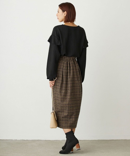 NICOLE white（ニコルホワイト）の「カットジャガード 袖フリルプルオーバー（Tシャツ/カットソー・レディース・グリーン/ブラウン/ブラック・FREE）」の21枚目の写真