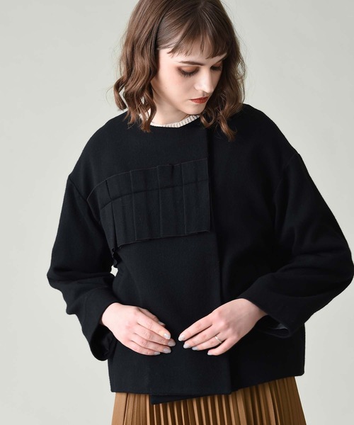 RAW FUDGE(ローファッジ)の「タタミフリルアシメジャケット(ノーカラーコート・レディース・チャコールグレー/ブラック/オフホワイト・M)」の2枚目の写真