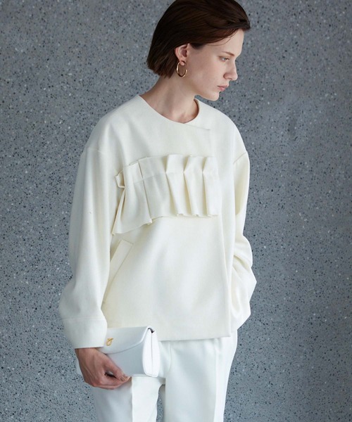 RAW FUDGE(ローファッジ)の「タタミフリルアシメジャケット(ノーカラーコート・レディース・チャコールグレー/ブラック/オフホワイト・M)」の22枚目の写真