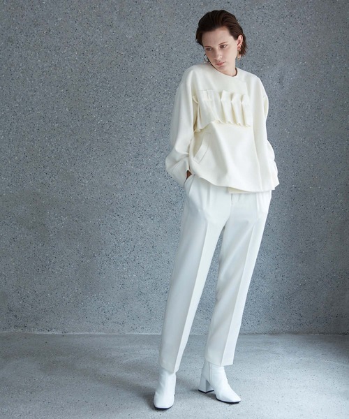 RAW FUDGE(ローファッジ)の「タタミフリルアシメジャケット(ノーカラーコート・レディース・チャコールグレー/ブラック/オフホワイト・M)」の8枚目の写真