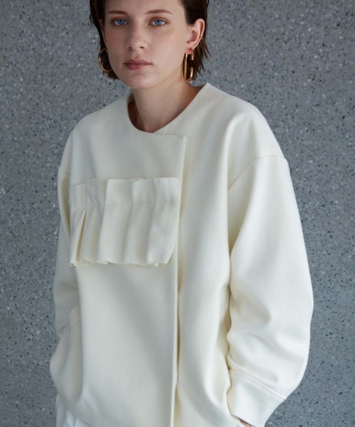 RAW FUDGE(ローファッジ)の「タタミフリルアシメジャケット(ノーカラーコート・レディース・チャコールグレー/ブラック/オフホワイト・M)」の18枚目の写真