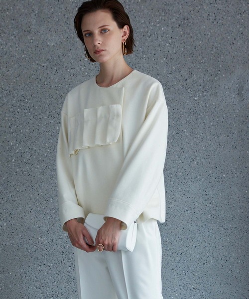 RAW FUDGE(ローファッジ)の「タタミフリルアシメジャケット(ノーカラーコート・レディース・チャコールグレー/ブラック/オフホワイト・M)」の12枚目の写真