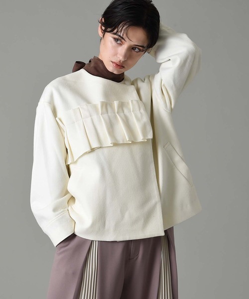 RAW FUDGE(ローファッジ)の「タタミフリルアシメジャケット(ノーカラーコート・レディース・チャコールグレー/ブラック/オフホワイト・M)」の15枚目の写真