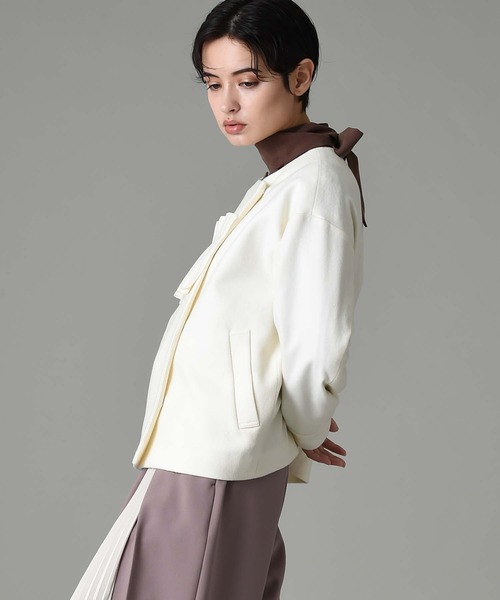 RAW FUDGE(ローファッジ)の「タタミフリルアシメジャケット(ノーカラーコート・レディース・チャコールグレー/ブラック/オフホワイト・M)」の9枚目の写真