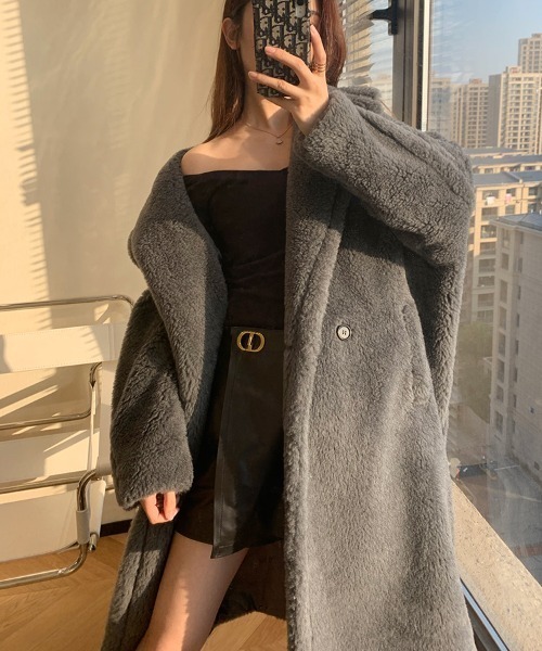 Opinion korean town(オピニオン コリアン タウン)の「Teddy boa long coat(ムートンコート・レディース・ベージュ/ブラウン/グレー・FREE)」の7枚目の写真