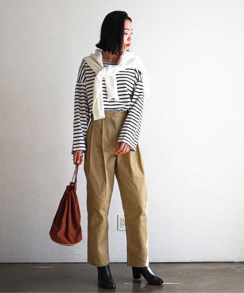 feepur（フェピュール）の「コットンタックパンツ（チノパンツ・レディース・アイボリー/ブラック/ベージュ・SMALL/MEDIUM）」の8枚目の写真