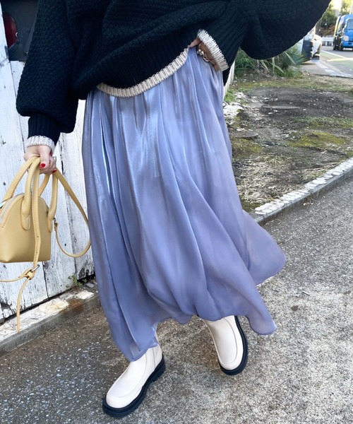 archives（アルシーヴ）の「シャイニーイレヘムスカート（スカート・レディース・ブラック/グリーン/アイボリー/ラベンダー・MEDIUM）」の4枚目の写真