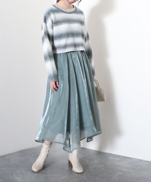 archives（アルシーヴ）の「シャイニーイレヘムスカート（スカート・レディース・ブラック/グリーン/アイボリー/ラベンダー・MEDIUM）」の12枚目の写真