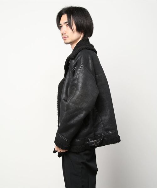 JOHN'S CLOSET（ジョンズクローゼット）の「【i】フェイクムートンＢ－３（ムートンコート・メンズ・ブラック/キナリ/ブラック系その他/ブラウン・MEDIUM/X-LARGE/LARGE）」の13枚目の写真