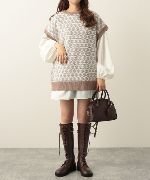 Heather（ヘザー）の「2WAYティアードチュニック　262777（シャツ/ブラウス・レディース・オフホワイト/ブラック・FREE）」の4枚目の写真