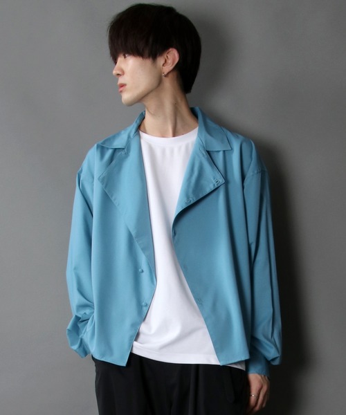 SITRY（シトリー）の「asymmetry short shirt/アシンメトリー ショートシャツ（シャツ/ブラウス・メンズ・ブラック/ブルー/グリーン/シルバーグレー・M/L）」の4枚目の写真