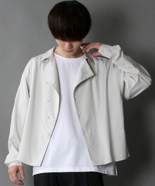 SITRY（シトリー）の「asymmetry short shirt/アシンメトリー ショートシャツ（シャツ/ブラウス・メンズ・ブラック/ブルー/グリーン/シルバーグレー・M/L）」の2枚目の写真