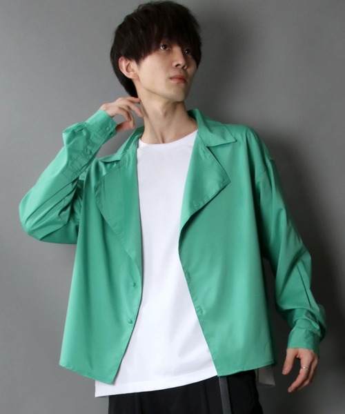 SITRY（シトリー）の「asymmetry short shirt/アシンメトリー ショートシャツ（シャツ/ブラウス・メンズ・ブラック/ブルー/グリーン/シルバーグレー・M/L）」の22枚目の写真