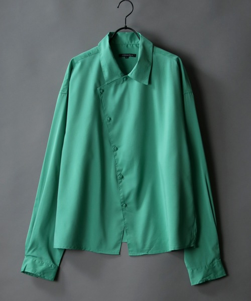 SITRY（シトリー）の「asymmetry short shirt/アシンメトリー ショートシャツ（シャツ/ブラウス・メンズ・ブラック/ブルー/グリーン/シルバーグレー・M/L）」の13枚目の写真