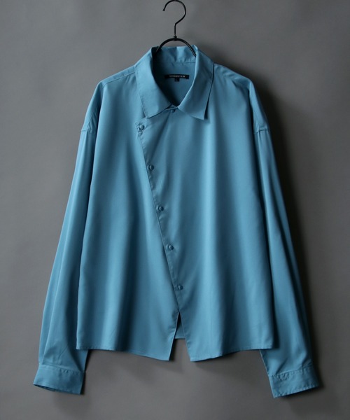 SITRY（シトリー）の「asymmetry short shirt/アシンメトリー ショートシャツ（シャツ/ブラウス・メンズ・ブラック/ブルー/グリーン/シルバーグレー・M/L）」の14枚目の写真
