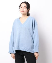 SPINNS | 【ゆるシルエット】Vネック カラーニット(ニット/セーター)