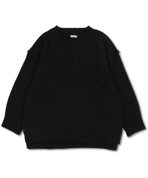 SPINNS（スピンズ）の「【ゆるシルエット】Vネック カラーニット（ニット/セーター・レディース・ピンク/オフホワイト/ブルー/グリーン/ブラック・ONESIZE）」の19枚目の写真