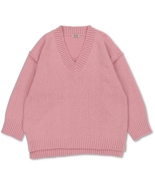 SPINNS（スピンズ）の「【ゆるシルエット】Vネック カラーニット（ニット/セーター・レディース・ピンク/オフホワイト/ブルー/グリーン/ブラック・ONESIZE）」の22枚目の写真