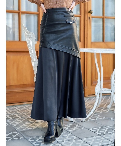 Darich(ダーリッチ)の「ドッキングライダーススカート(スカート・レディース・ブラック/ベージュ・S/M)」の1枚目の写真