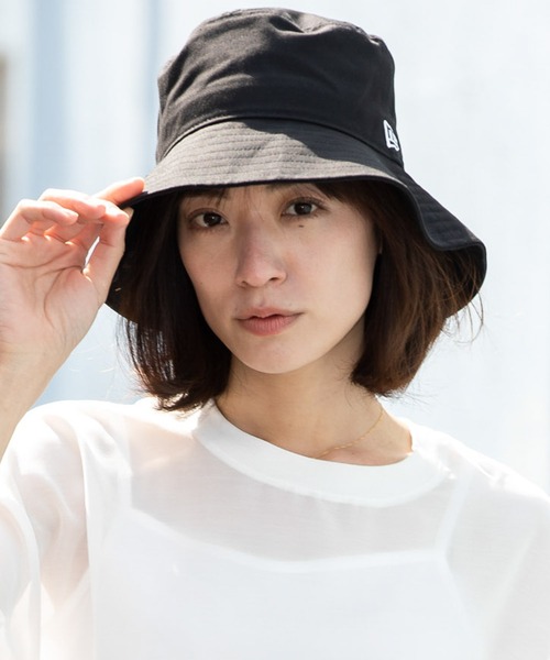 168【美品】ニューエラNEWERAバケットハットエコファー＆エコレザーM/L NEW ERA セール30%OFF 正規取扱店 バケットハット メンズ
