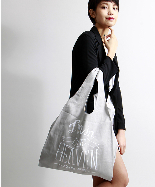 WEGO（ウィゴー）の「WEGO/ショッパー型キャンバストートバッグ（トートバッグ・レディース・ホワイト/ブラック/グレー・FREE）」の3枚目の写真