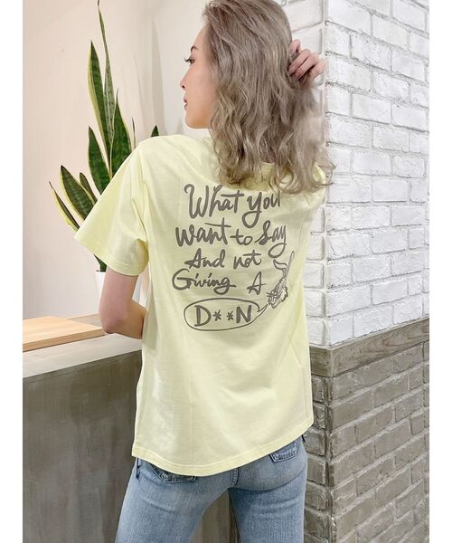 GYDA（ジェイダ）の「SMILE BUNNYポケットTシャツ（Tシャツ/カットソー・レディース・チャコールグレー/オフホワイト/ライトイエロー/シャーベット・FREE）」の7枚目の写真