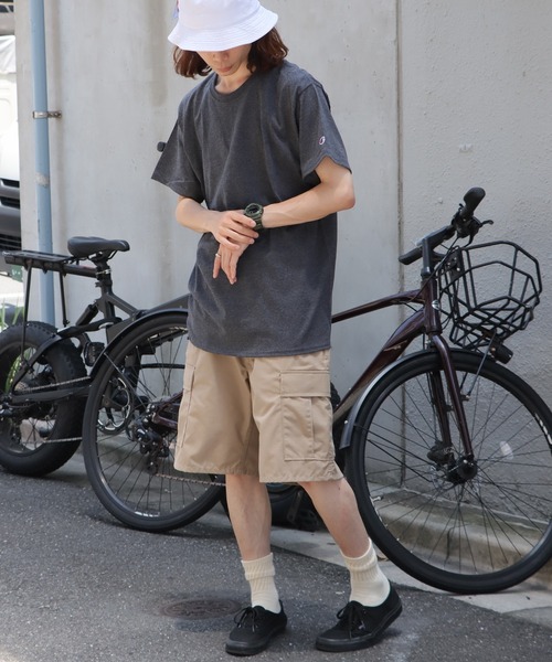 セール】Champion/チャンピオン コットン ワッペン Tシャツ 無地T