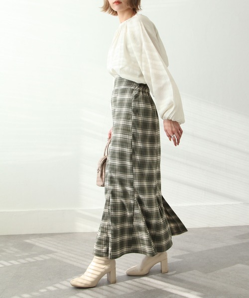 Chillfar（チルファー）の「チェックロングスカート（スカート・レディース・ネイビー/グリーン/ブラック/グレー・MEDIUM/LARGE）」の21枚目の写真