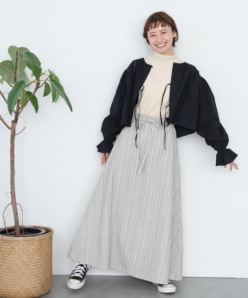 Crisp（クリスプ）の「ストライプフレアスカート（スカート・レディース・ブラック/ブラウン・FREE）」の3枚目の写真